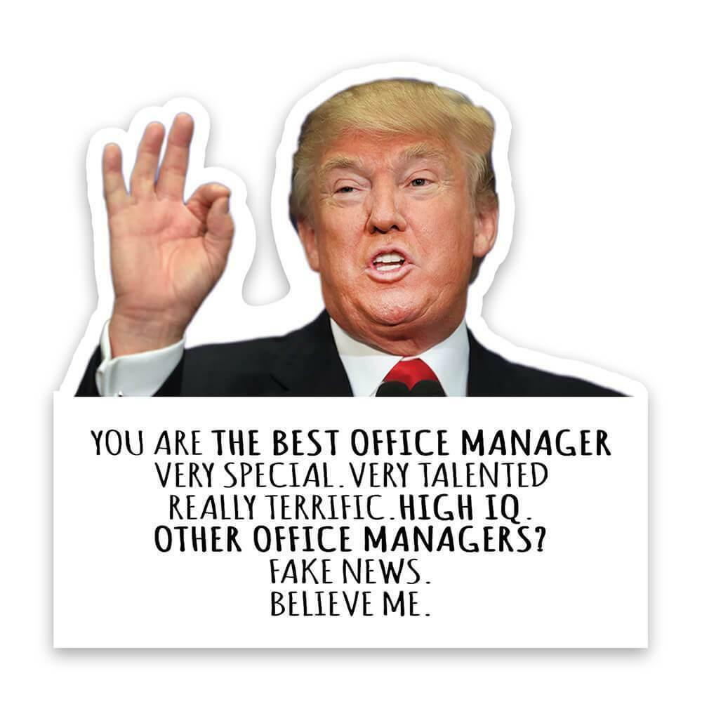Gift Sticker : OFFICE MANAGER Funny Trump Best Birthday Christmas Jobs