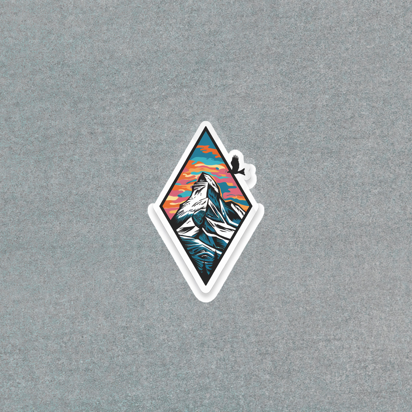 Majestic Mountain Sticker – Scenic Diamond Shaped Decal for Laptops, Water Bottl