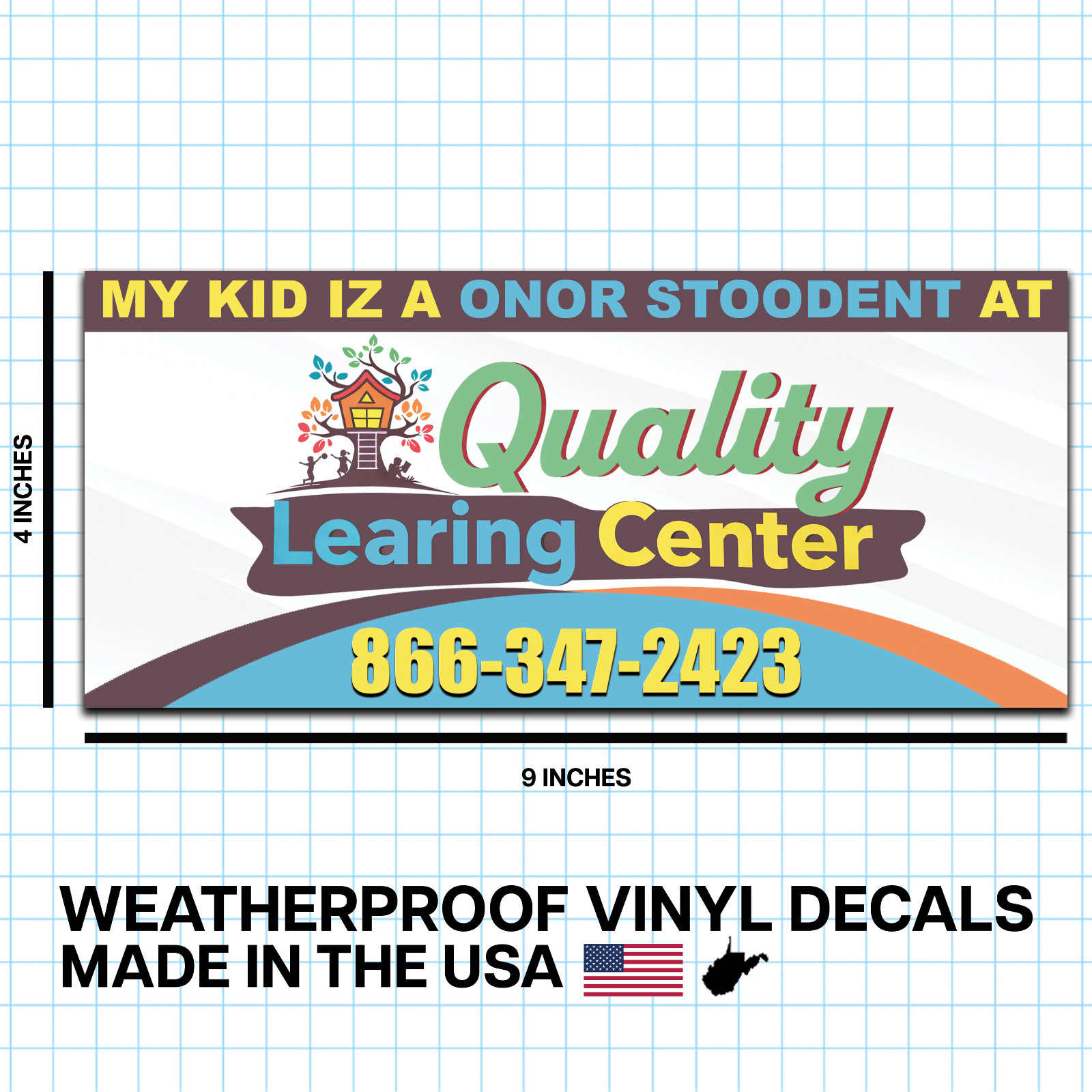 Quality Learing Center “ICE Honor Student” Vinyl Bumper Sticker Decal 9” x 4”