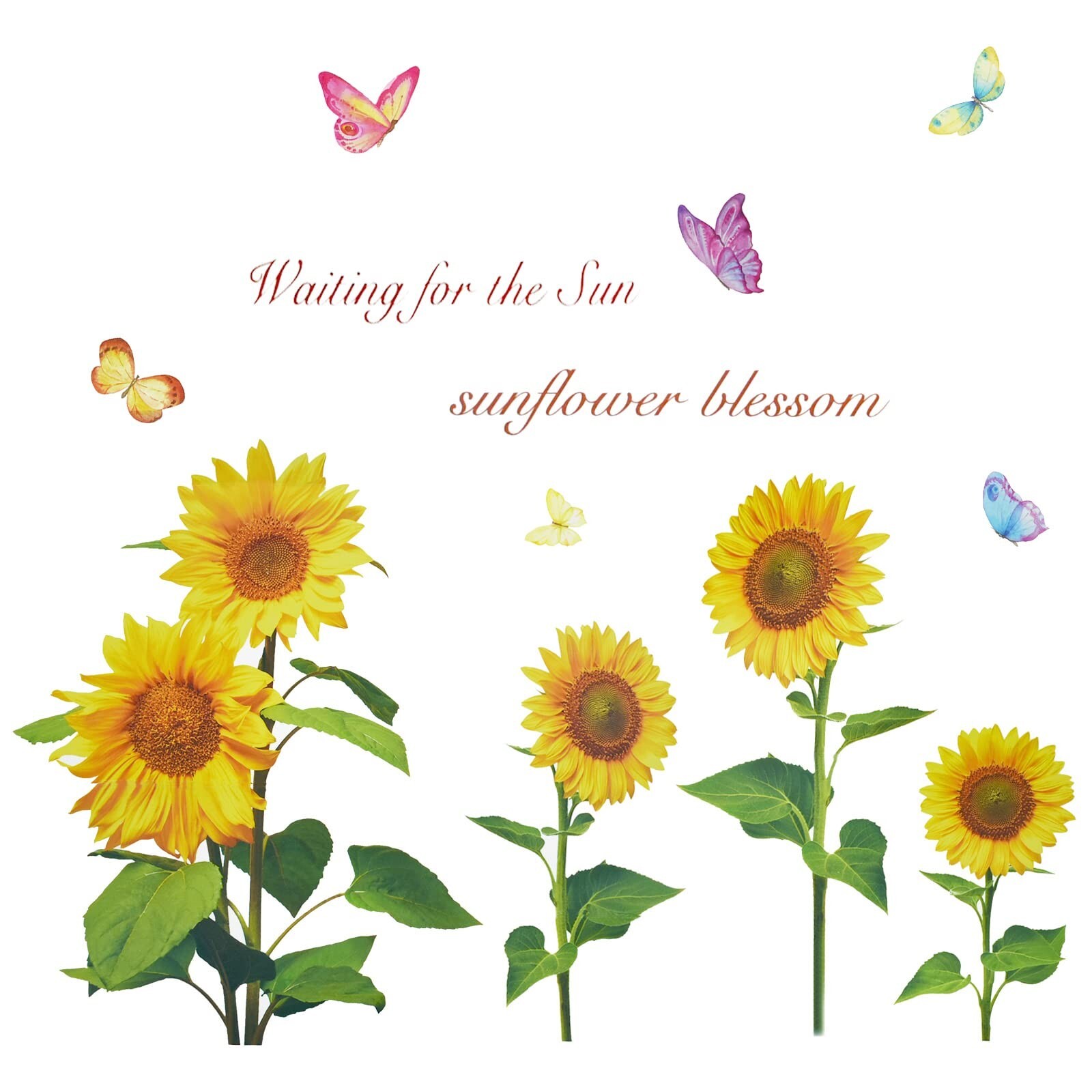 Maydahui Sunflower Butterfly Wall Stickers 3D Yellow Garden Flowers Wall Deca…