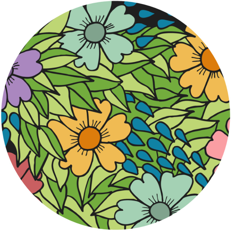 Flowers Floral Pattern – 25 Pack Circle Stickers 3″ x 3″