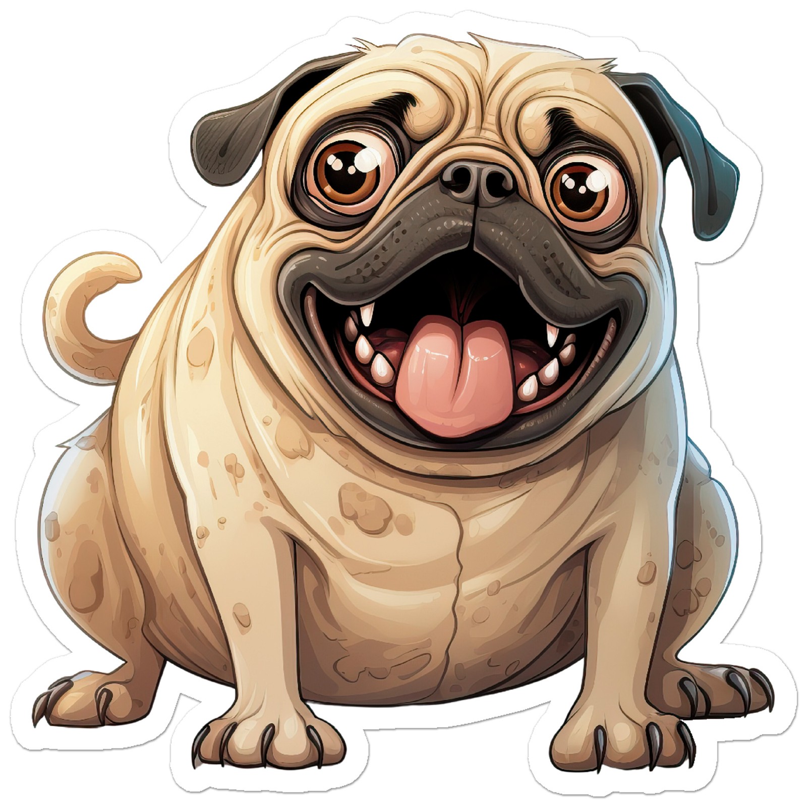 Fat Cartoon Pug – Vinyl Decal Sticker – Car Window Laptop – ebn11824