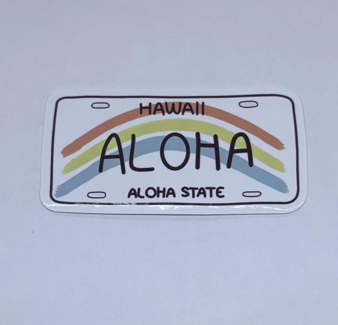 Aloha State Novelty License Plate Sticker Hawaii Art Decal Vinyl Souvenir Tc6