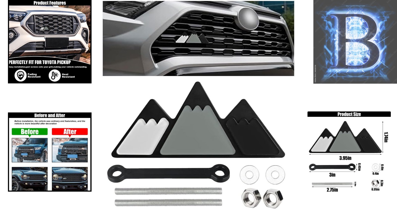 Durable Tri-Color Acrylic Car Grille Emblem – Easy Installation for All Cars