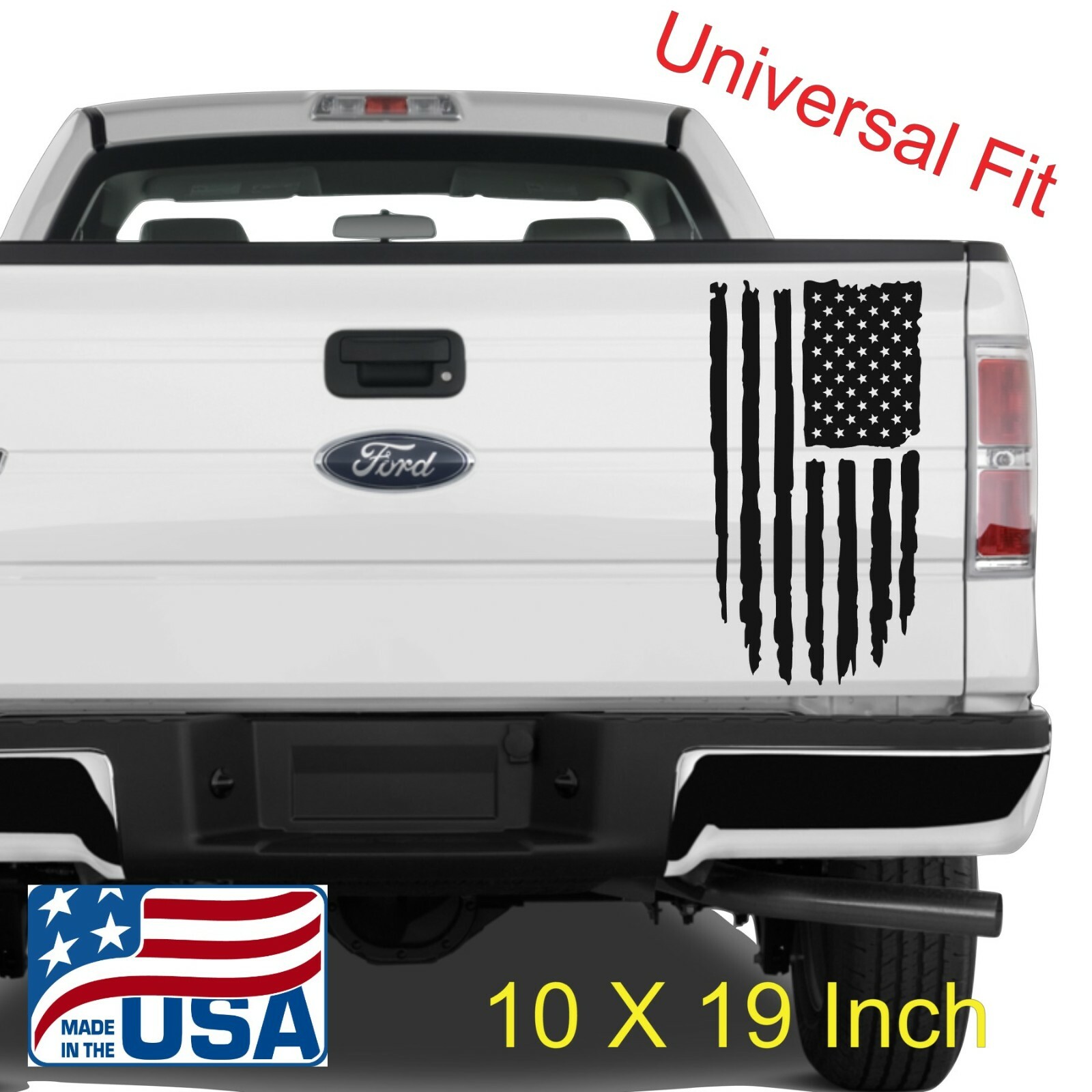 Distressed American Flag Tailgate Universal Decal USA 10×19 Dodge Ford Chevy 4×4