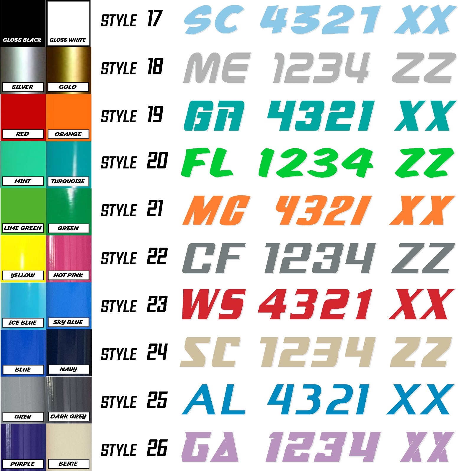 Boat Registration Numbers & Letters 2 Pack Custom 3″ Boat & Jetski Stickers 1CL