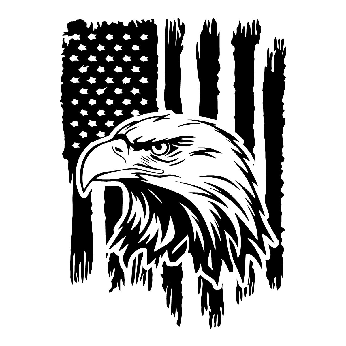 Distressed American Flag Eagle Head USA Patriotic Freedom Outdoor Decal Sticker