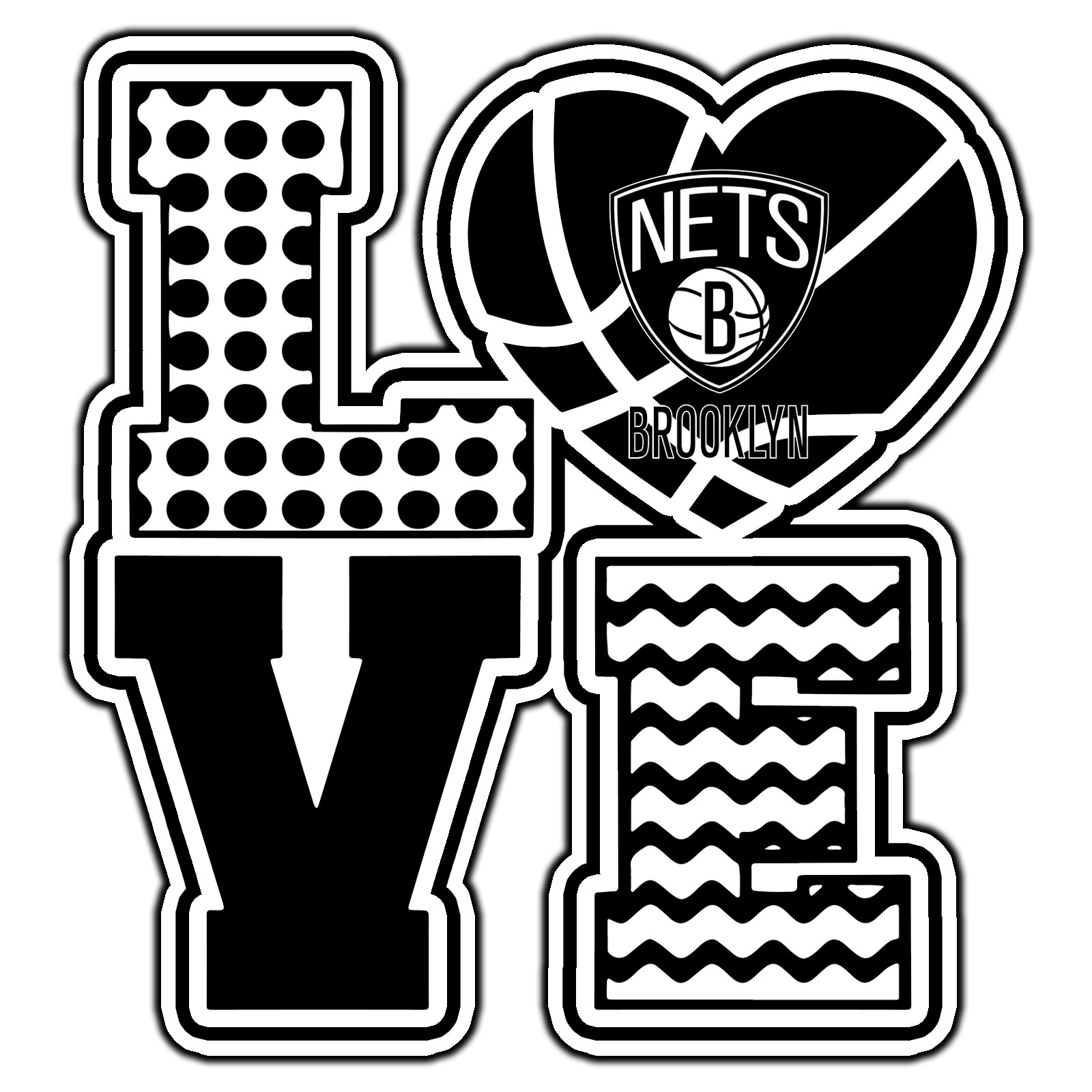 Brooklyn Nets Love Logo #47 Basketball Fan Sticker Waterproof Vinyl Die-Cut Car