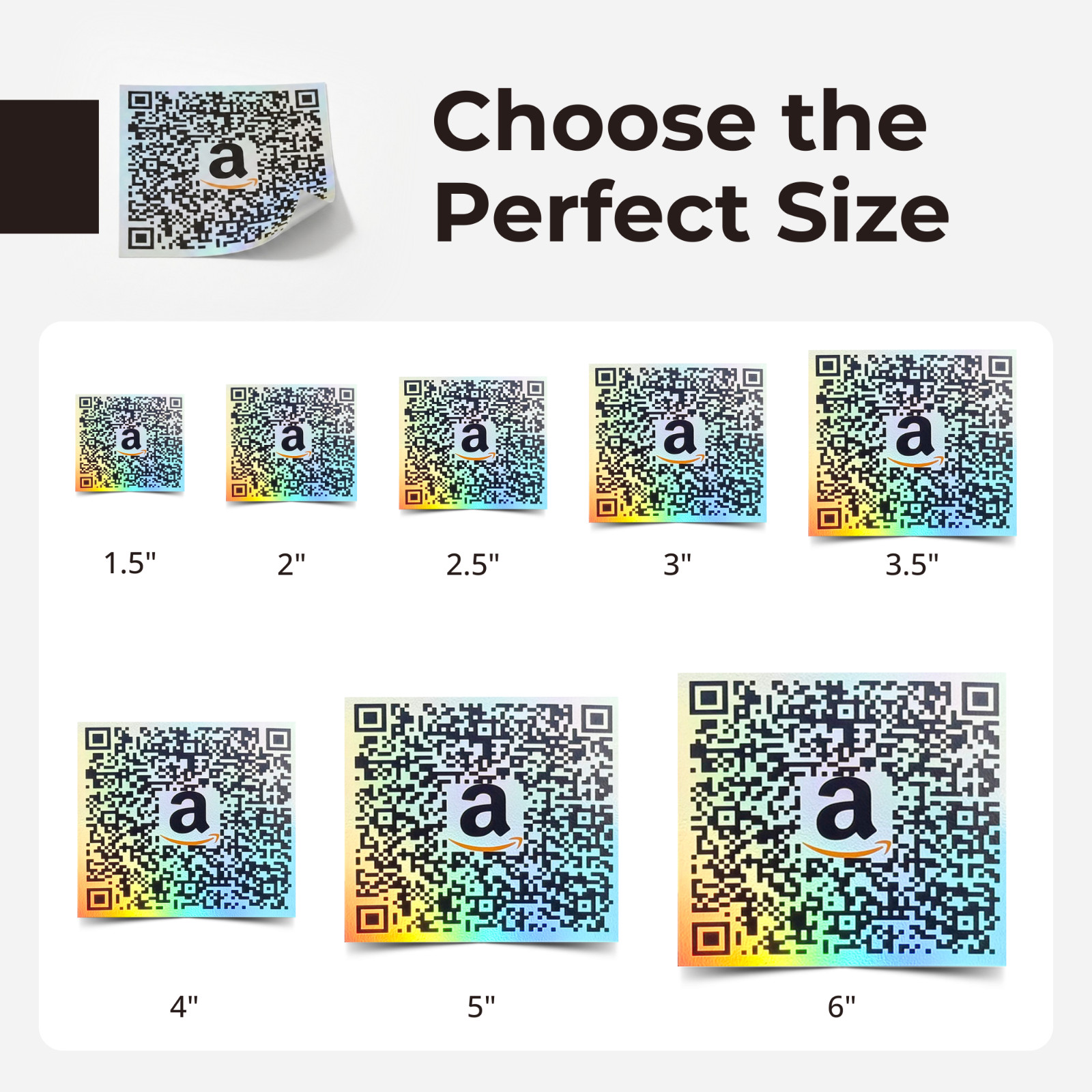 Custom QR Code Holographic Stickers 100 Pack Personalized Waterproof Business