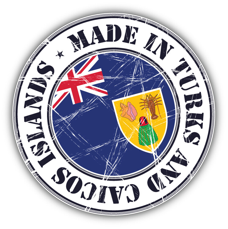 Made In Turks And Caicos Islands Grunge Flag Stamp Car Bumper Sticker Decal