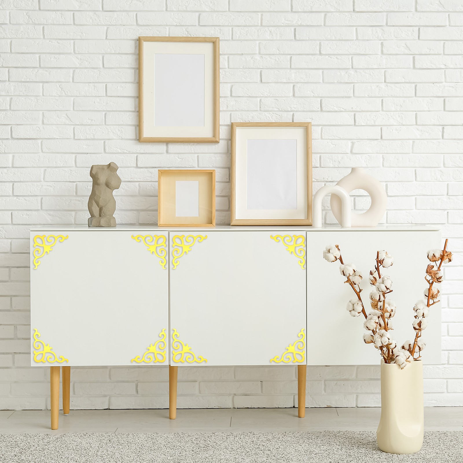 8 pcs mirror stickers for home, dark gold (15x15cm)