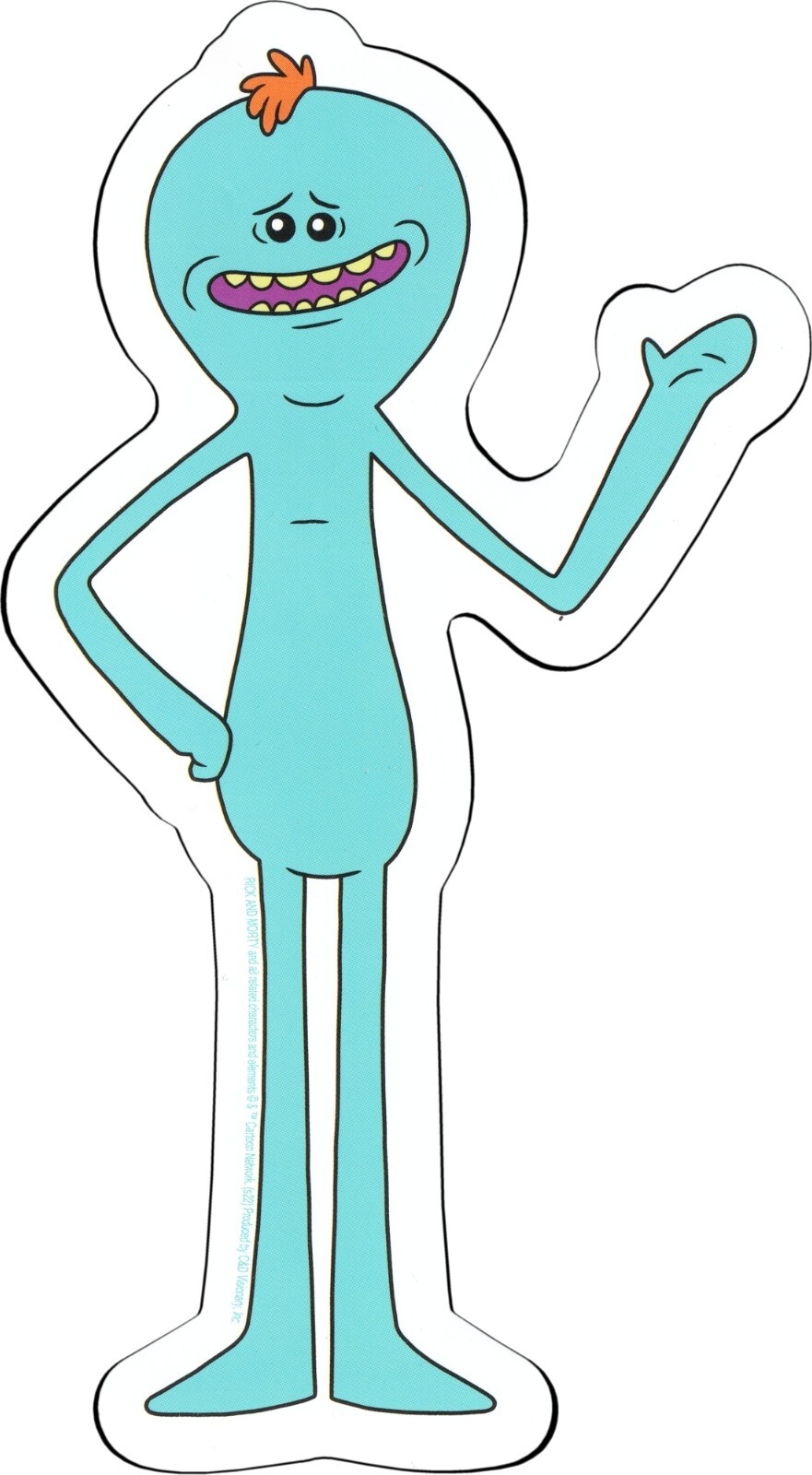 Sticker – Rick And Morty Mr. Meeseeks Smiling And Waving 3″ x 5.5″ Die Cut #5962
