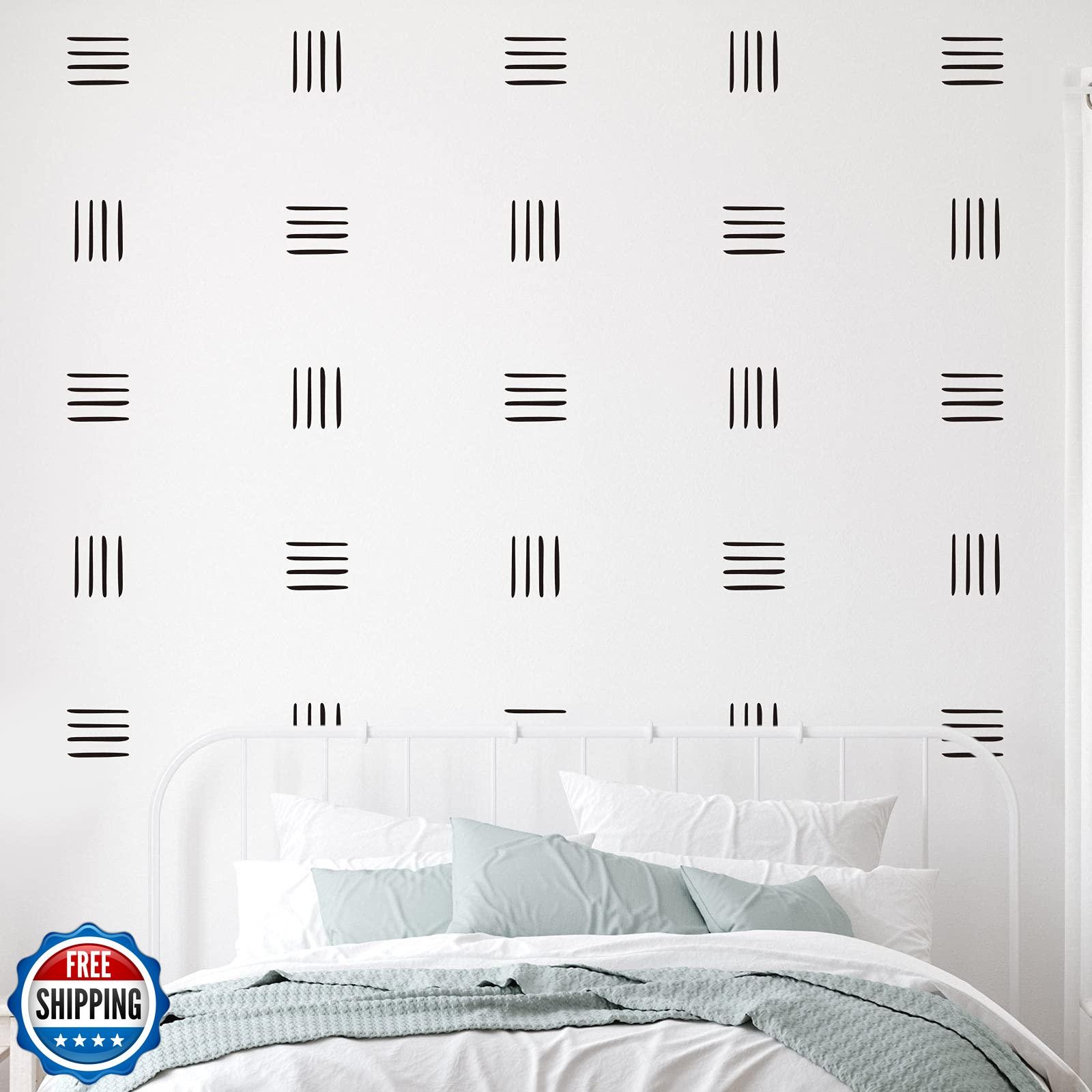 240 Pcs Modern Boho Wall Decals – Abstract Art Decor Black Line Stickers – Re