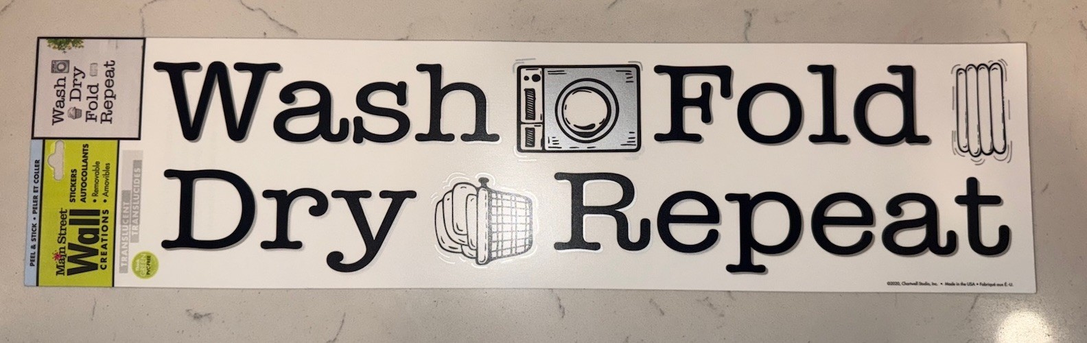 Laundry Room Main Street Wall Stickers Wash, Fold, Dry, Repeat