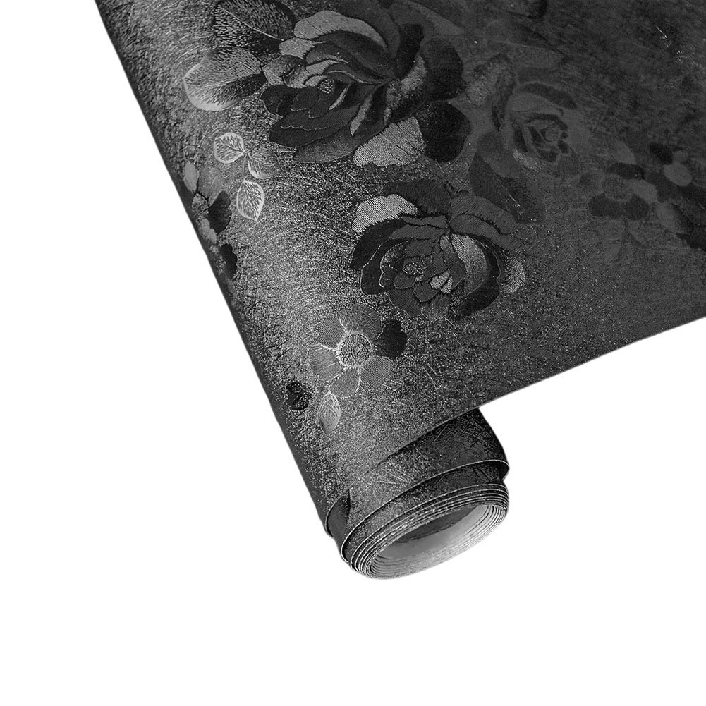Decor Update Black Wallpaper Decorative Floral Pattern Home Enhancement