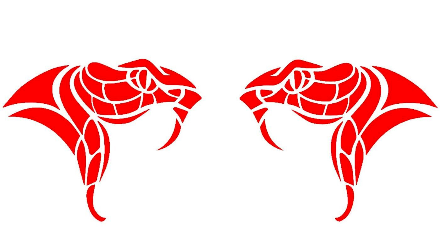 Cobra Venom Snake Two 5″ Mirrored Red Vinyl Decals Car Window Laptop Tablet