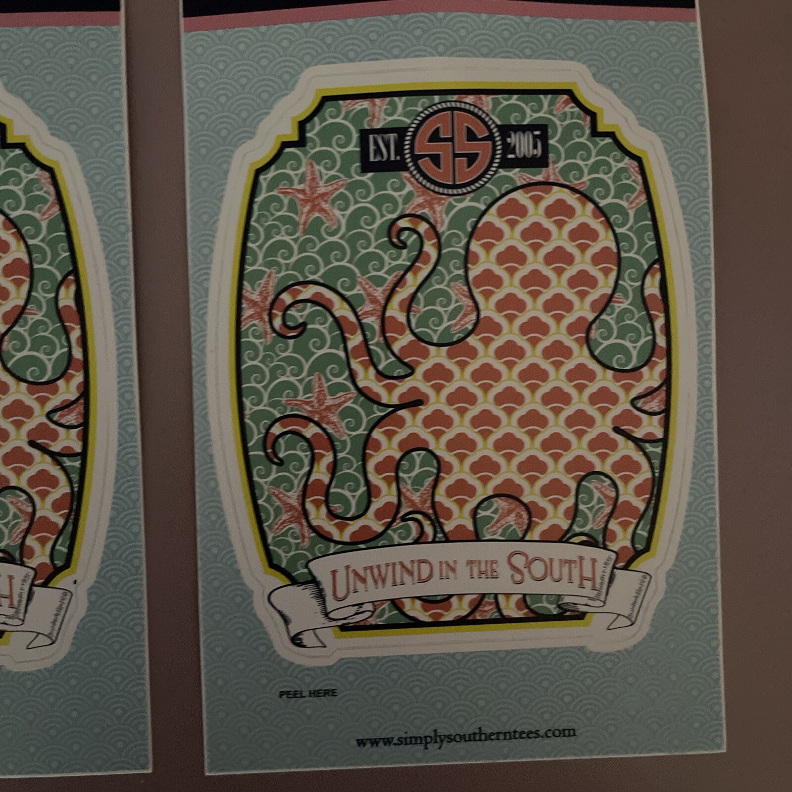 Two Simply Southern Octopus Decals Stickers “Unwind In The South”