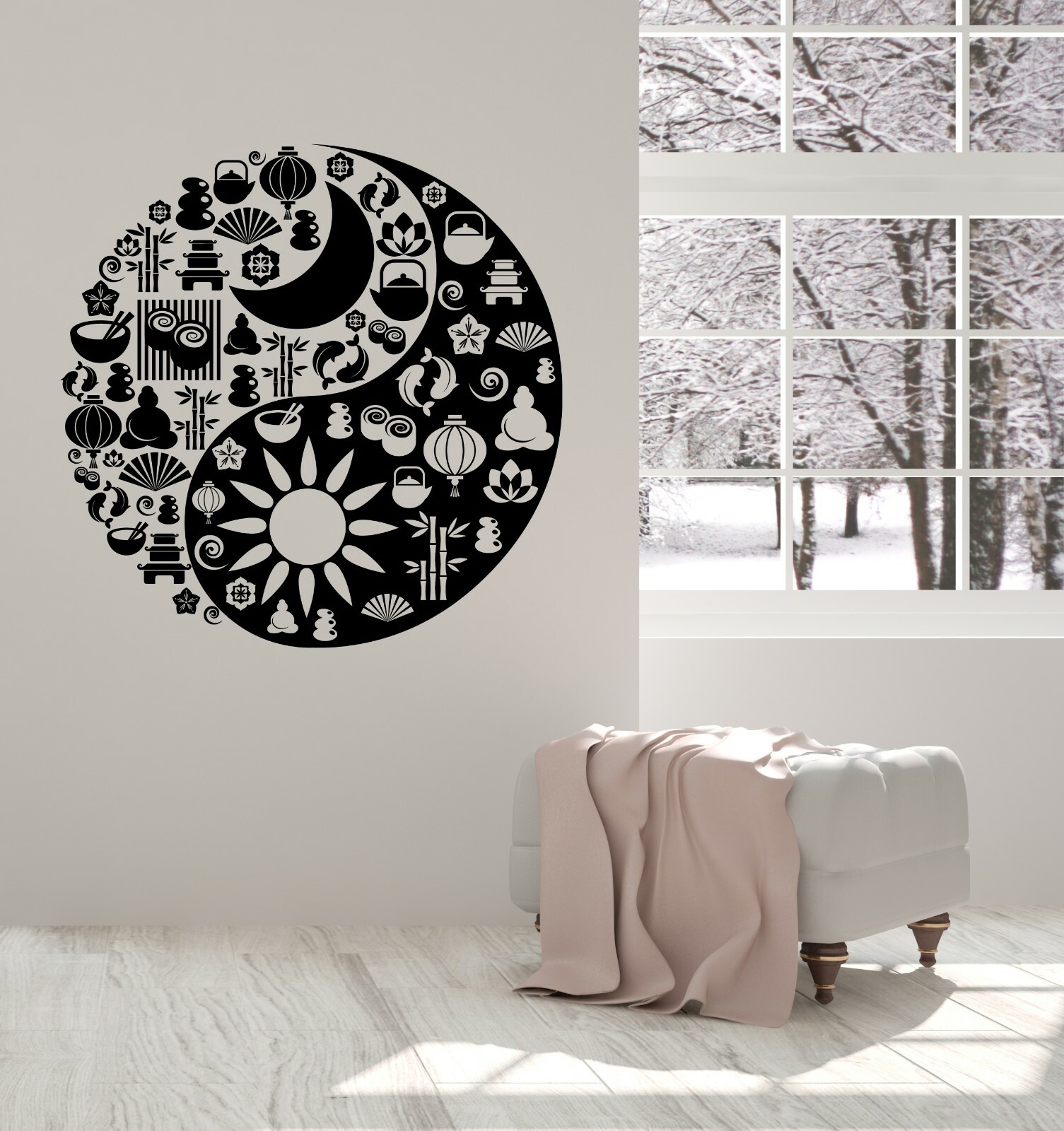 Vinyl Wall Decal Yin Yang Circle Symbol From Zen Icons Yoga Studio Art (n1429)