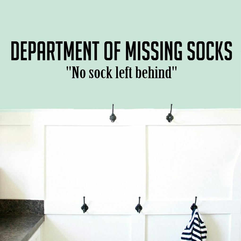 Department Of Missing Socks Wall Decal – Laundry, Mudroom, Bathroom, Quotes