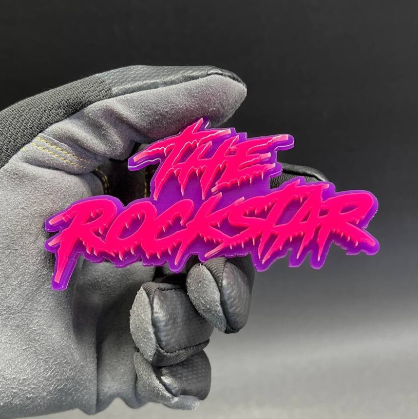 1x “the rockstar” Custom Text 3D Acrylic Car Emblem Badge Multicolor Laser Cut