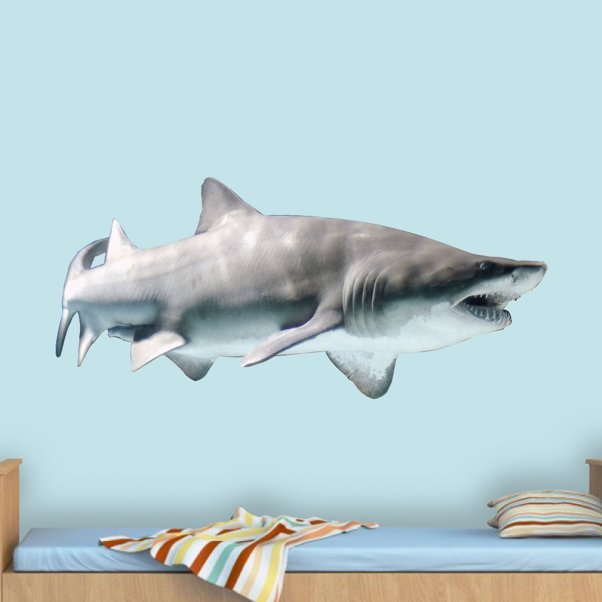 VWAQ Realistic Shark Wall Decal Sand Shark Sticker Marine Life Mural