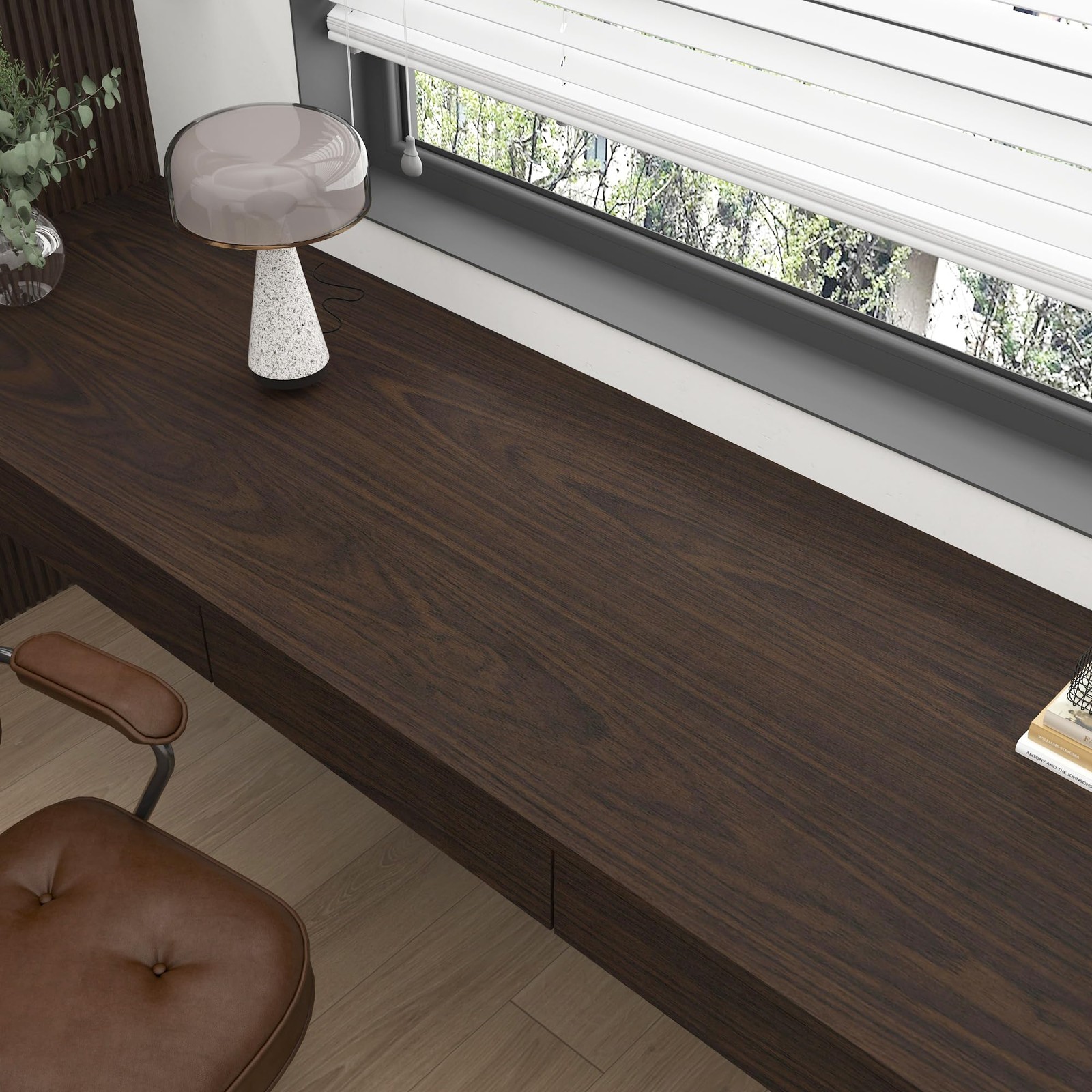 JSEVEM 16″×354″ Dark Brown Black Walnut Wood Wallpaper 16″ x 354″,