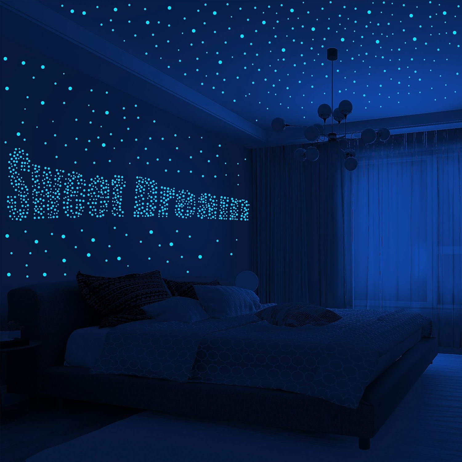808 PCS Glow in the Dark Stars for Ceiling, Glowing Wall Decals Decor Stickers,
