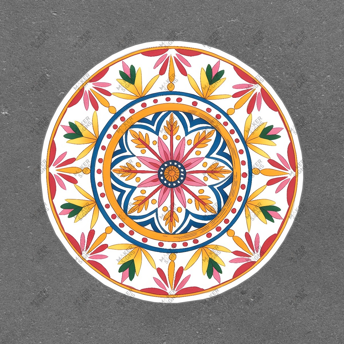 Vibrant Decorative Mandala Plate Colorful Floral Art Home Décor #8243