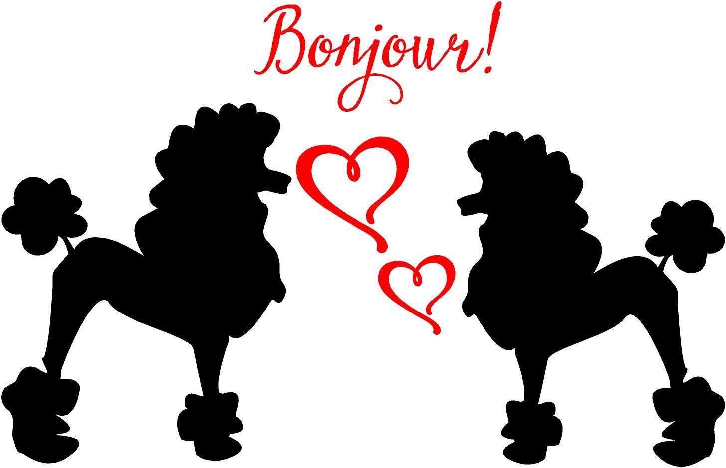 Poodles bonjour Hearts wall sticker decal mural art kids teenagers nursery Paris