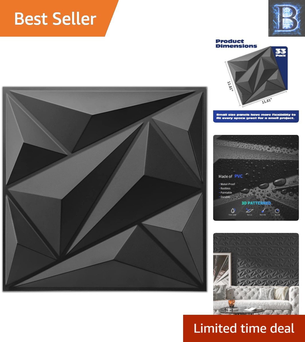 Commercial Grade 3D PVC Wall Panels – Elegant 33 Pack for Home or Office Décor