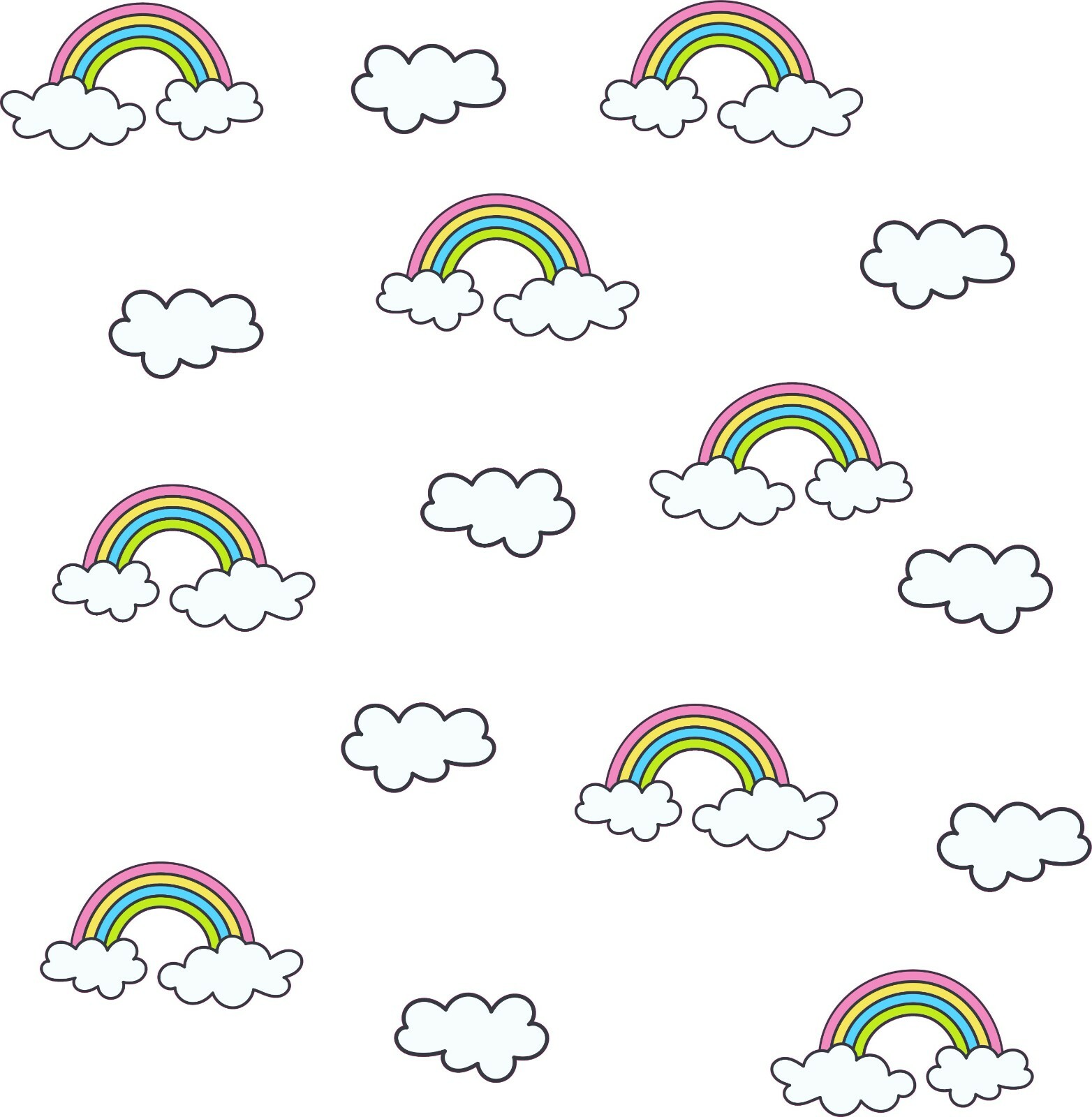 Home Bedroom Nursery Room Art Rainbow Clouds Decoration Vinyl Wall Decal Sheet