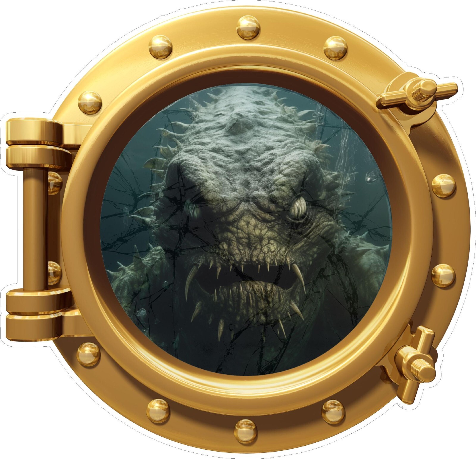 Creature Black Lagoon Scary Porthole Wall Sticker Realistic Halloween 16″x16″