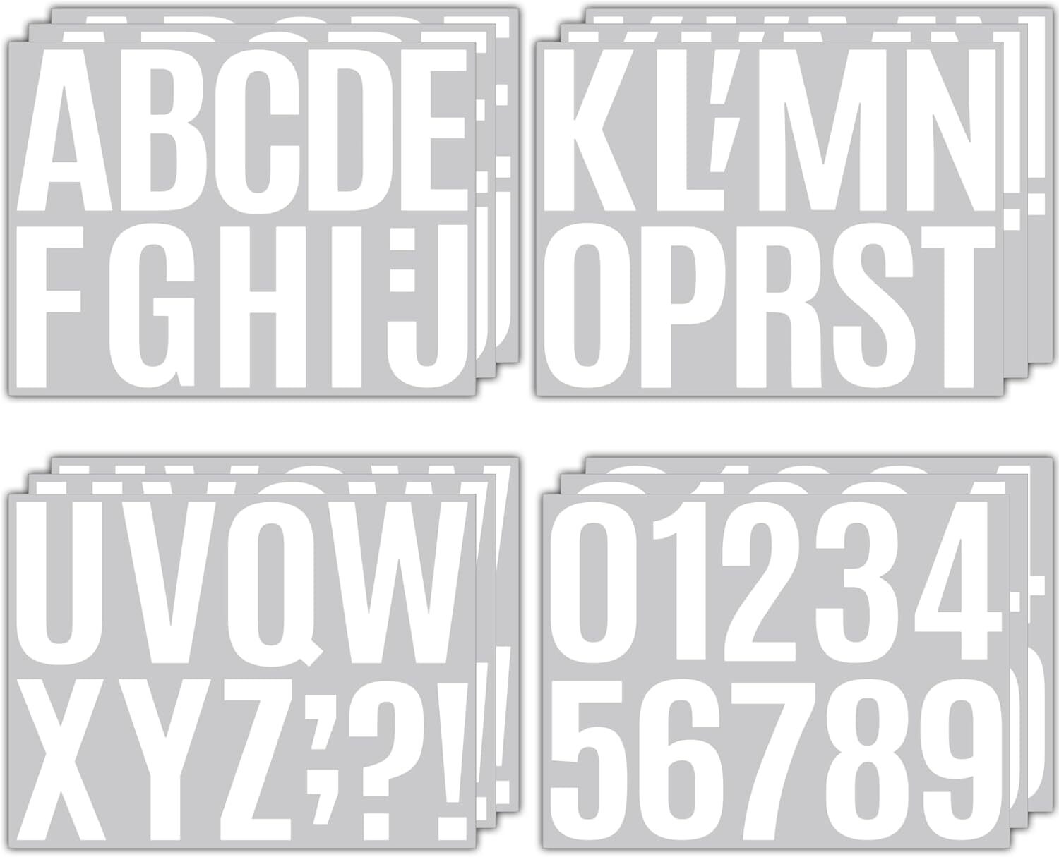 15 Sheets 4 Inch Self Adhesive Vinyl Letters and Numbers Stickers, White