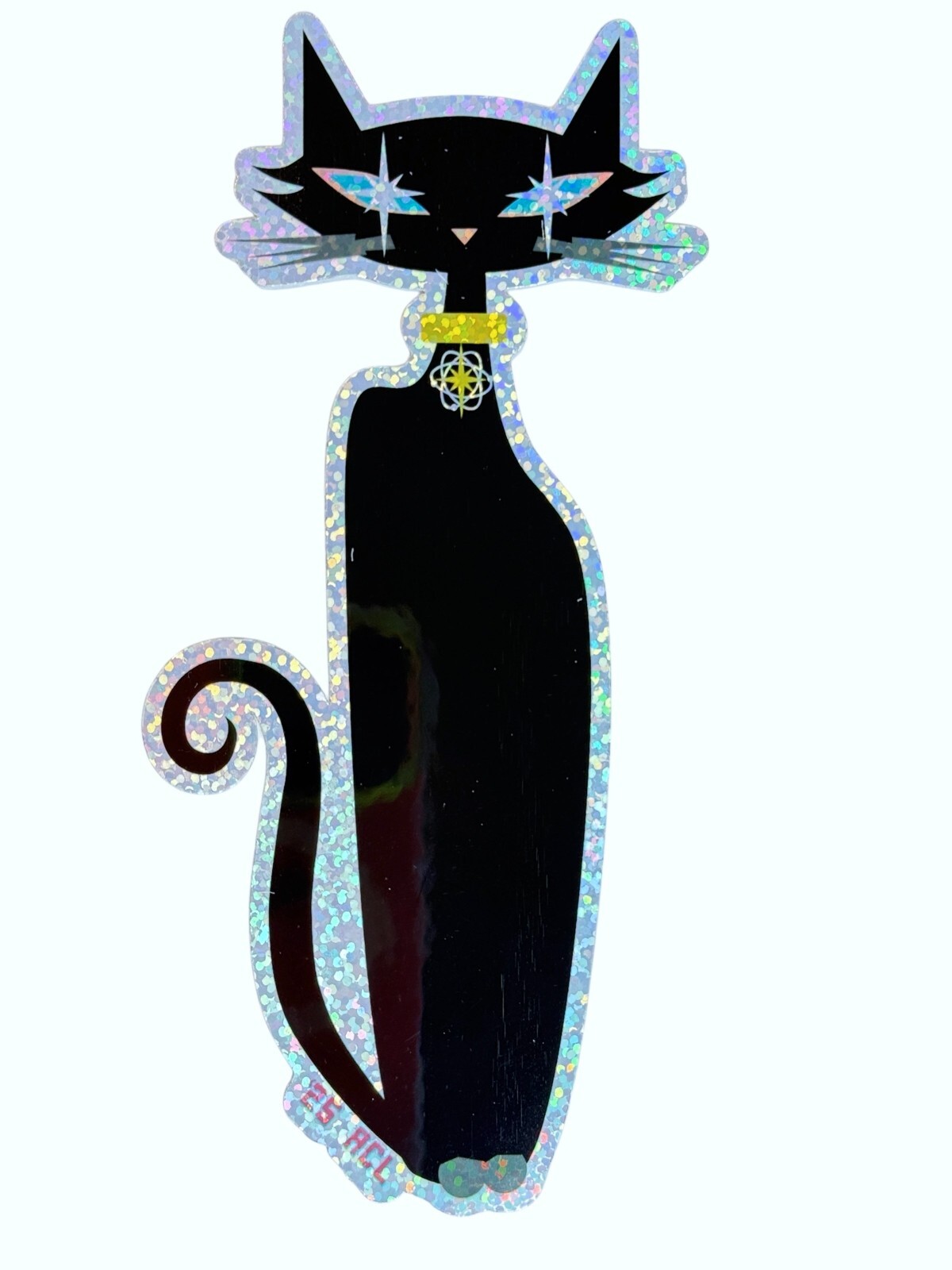 Retro Atomic Cat Lounge XL Special Edition Sparkle StickerAtomic Cat in Black 6″