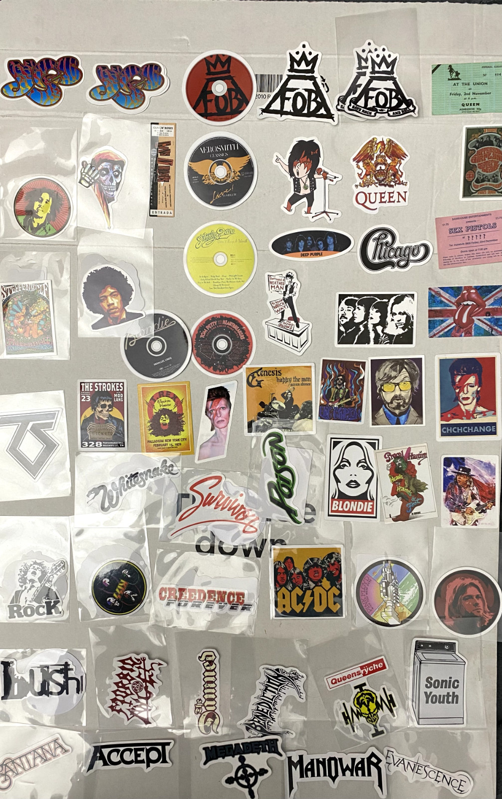 ROCK BAND DECALS STICKERS LAPTOP, GUITAR, SKATEBOARD ETC…FREE SHIPPING