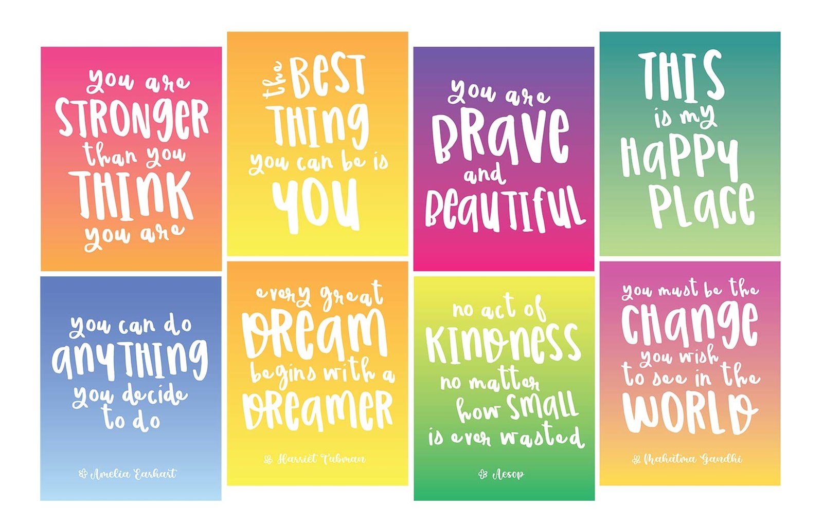 8 Pack Motivational Wall Art Inspirational Quote Posters Wall Decor