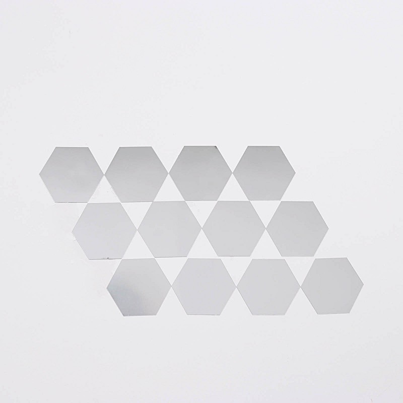 12 Silver 7″ Hexagon Acrylic Stickers Mirror Wall Decals Dorm Rooms Decorations