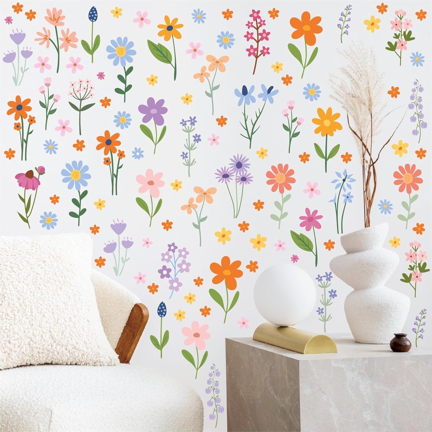Floral Wall Decals – 102 Pcs Peel and Stick Vinyl Flower Stickers – Assorted …
