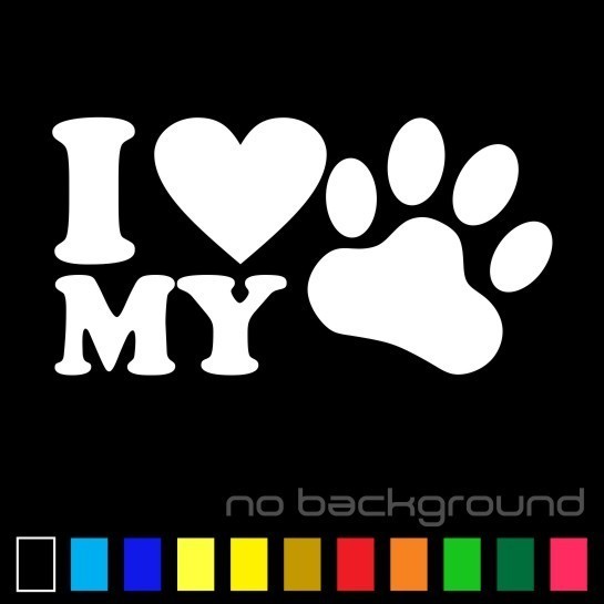 I Love My Dog Sticker Vinyl Decal – Pet Puppy Heart Paw Car Window Truck Cute