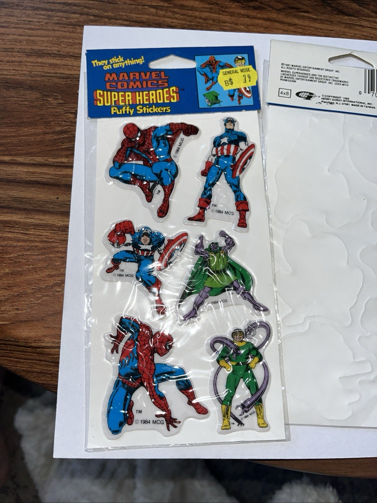 Vintage 1984 Marvel Comics – Super Heroes Puffy Stickers – New Sealed-LOT OF (3)