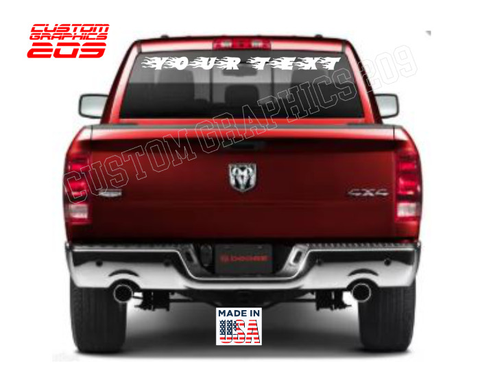 Flame Custom Text Decal Truck Car Window Waterproof Vinyl Oracal 651