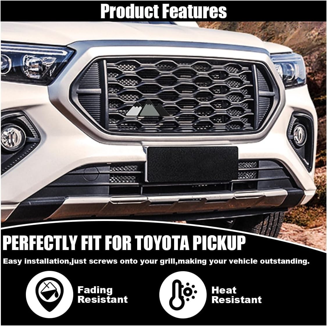 Durable Tri-Color Acrylic Car Grille Emblem – Easy Installation for All Cars