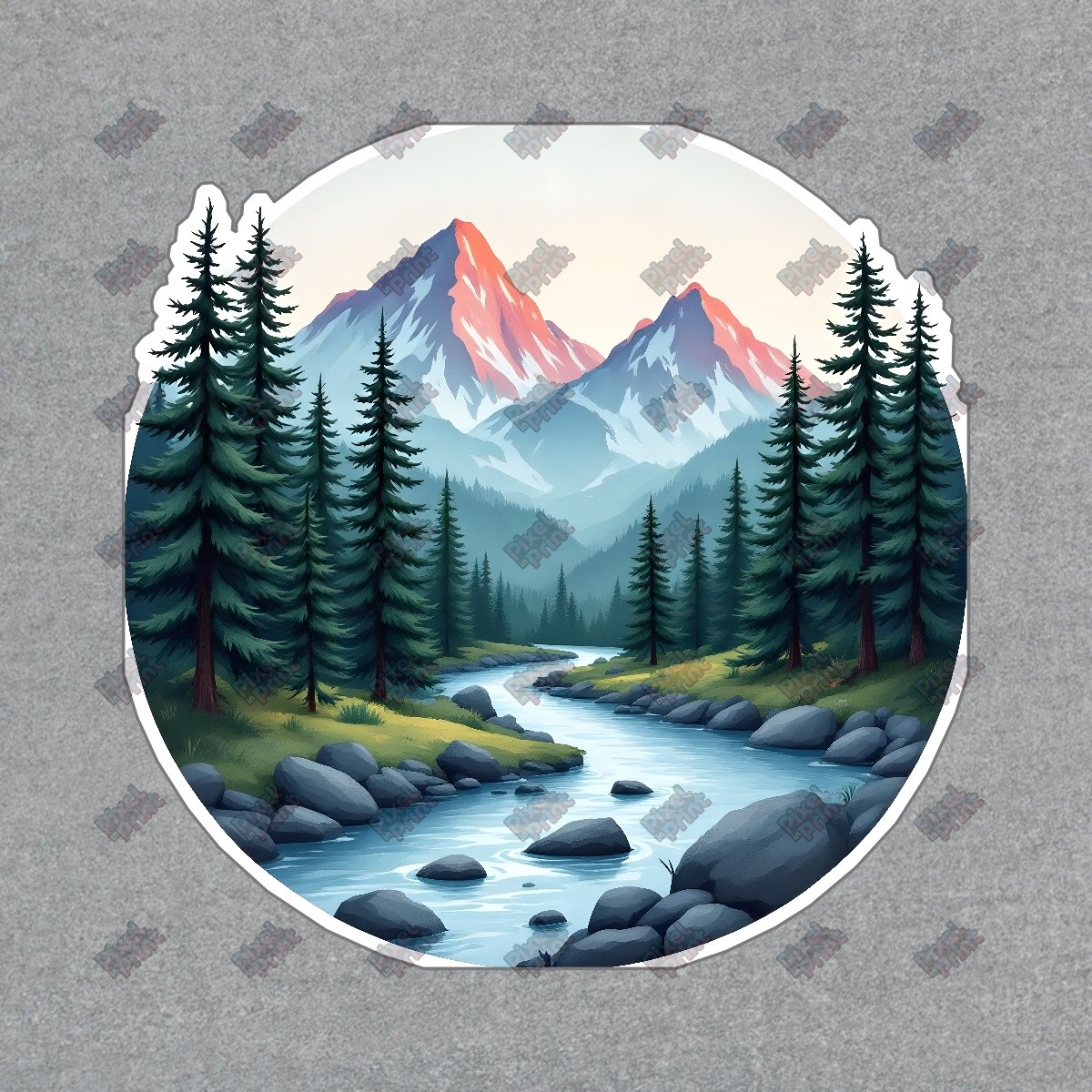 Nature Landscape Vinyl Sticker Mountain River Decal Adventure & #9126