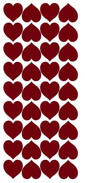 Burgundy Heart Hearts Stickers Sticker 1″ DC20-312