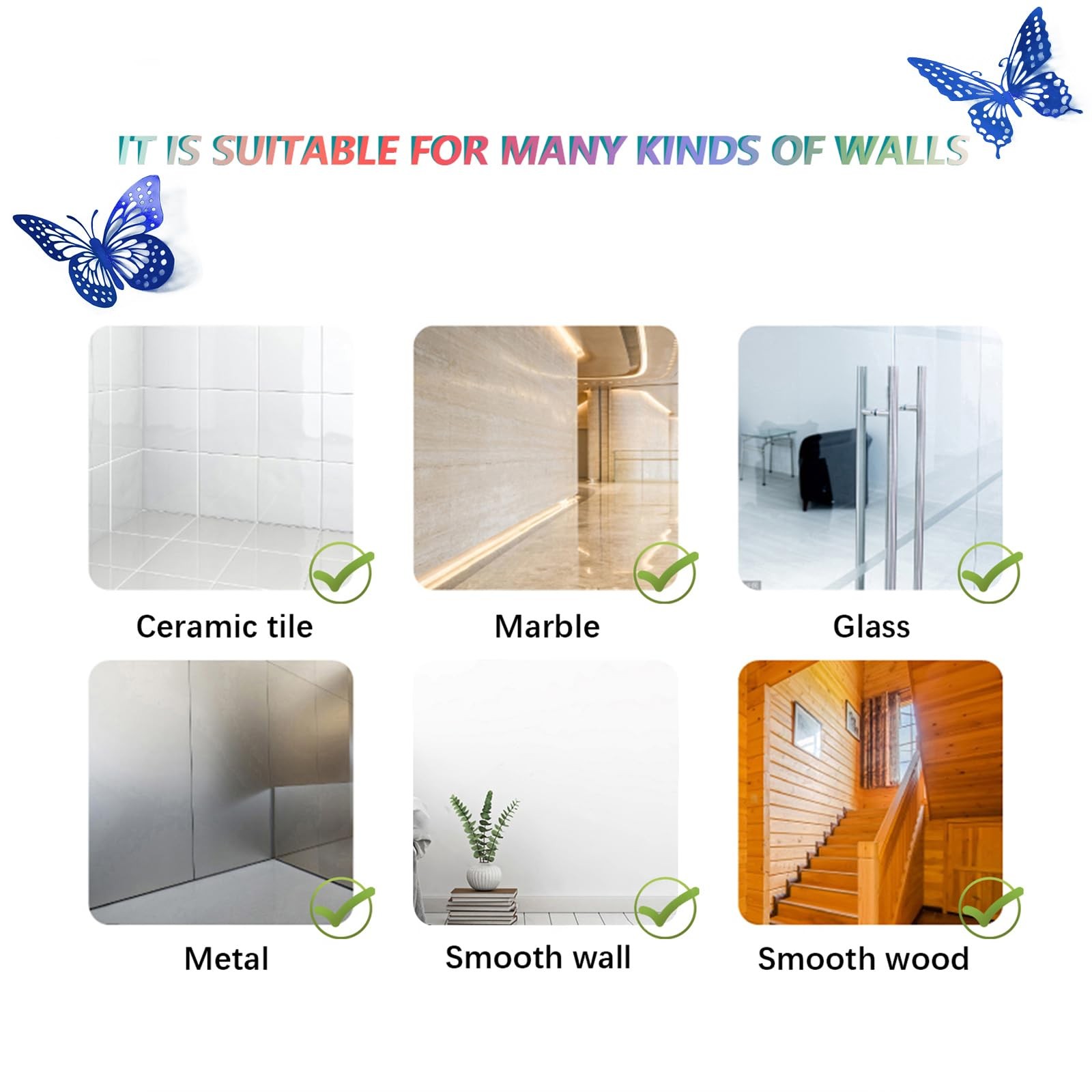 Best SAOROPEB Butterfly Wall Stickers 48 Pcs 4 Styles 3 Sizes, Metallic Paper