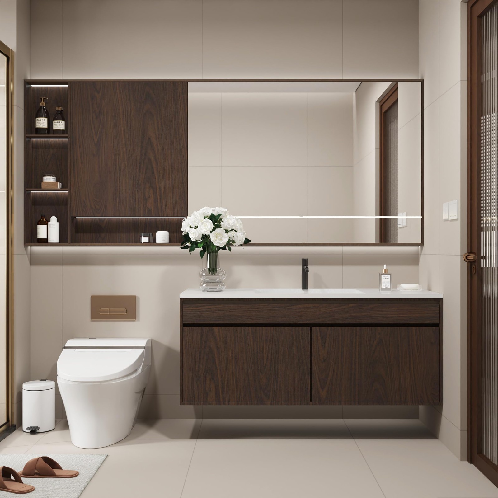 JSEVEM 16″×354″ Dark Brown Black Walnut Wood Wallpaper 16″ x 354″,