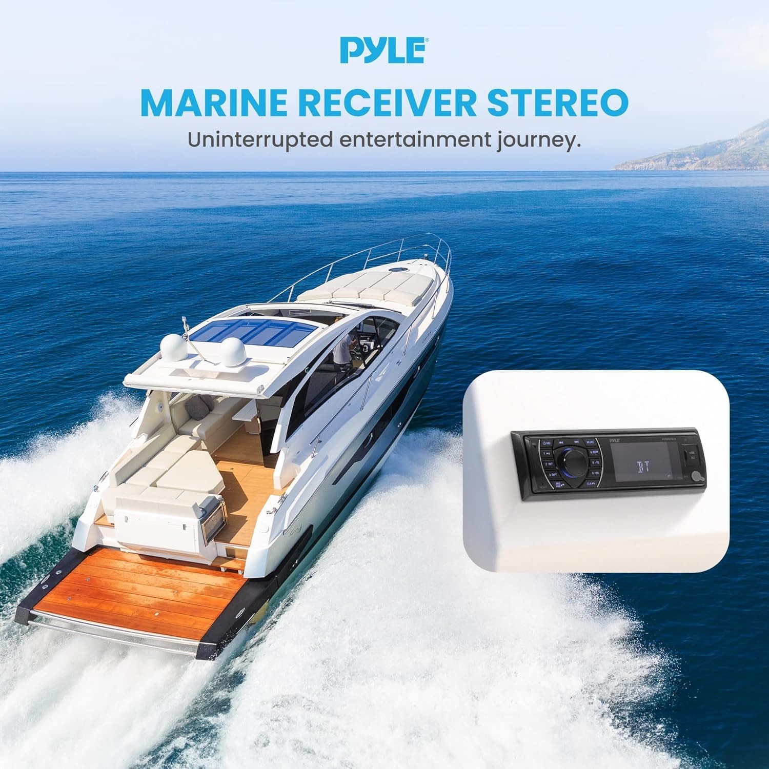 300W Bluetooth Marine Stereo Receiver – Single DIN In-Dash AM/FM Radio with USB/