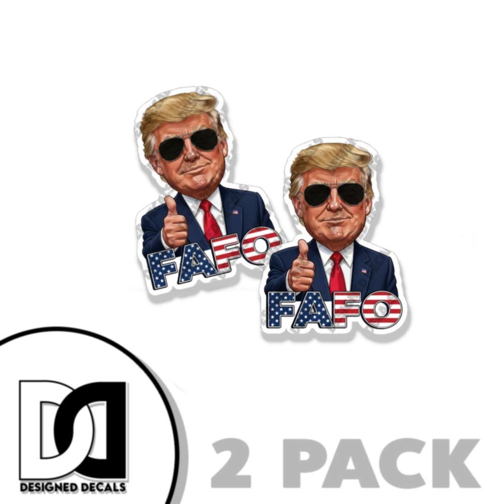 TRUMP THUMBS UP USA STARS STRIPES RED WHITE BLUE Vinyl Sticker Decal 2 PACK