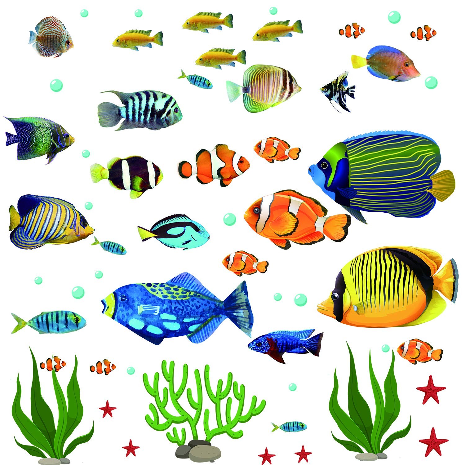 Fish Wall Stickers Under The Sea Decorative Wall Decals Coral Reef Fish Wall …