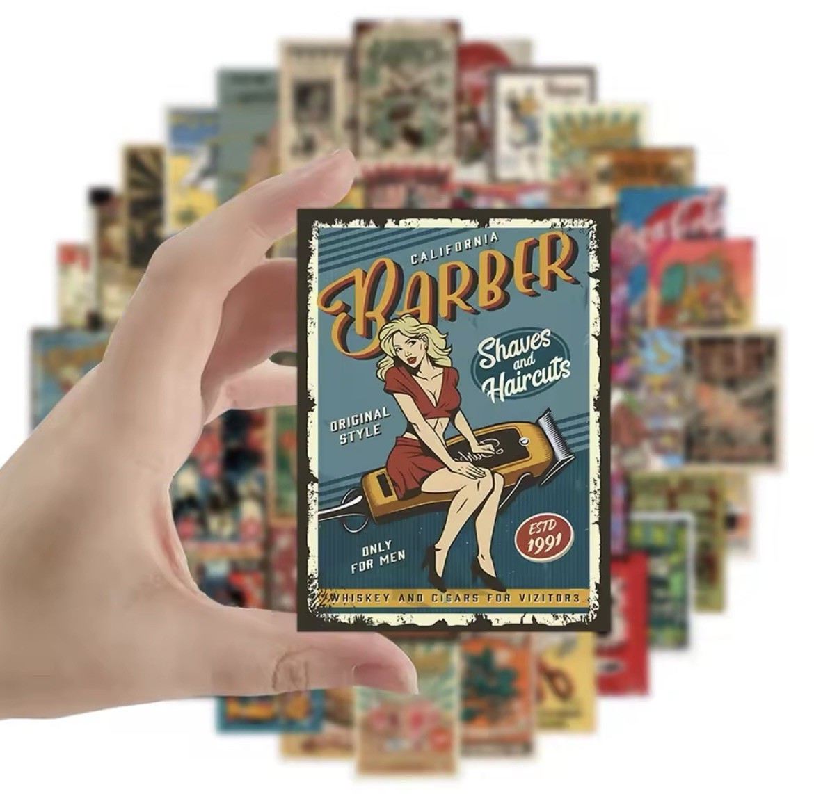 Retro Vintage Style Stickers 50pk Matte Classic Poster Stickers FREE SHIPPING